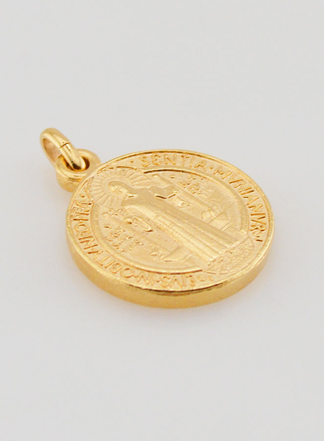 Médaille de Saint Benoît en Plaqué Or - 18mm (pic 3)