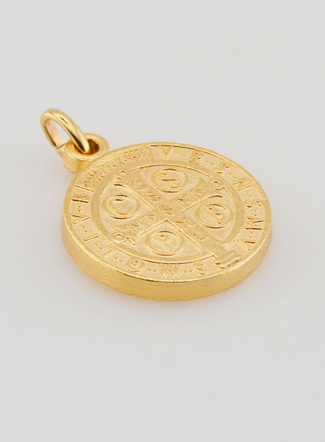 Médaille de Saint Benoît en Plaqué Or - 18mm (pic 4)