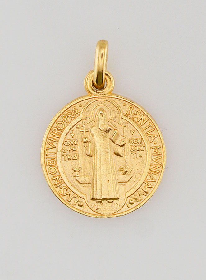 Médaille de Saint Benoît en Plaqué Or - 15mm (pic 1)