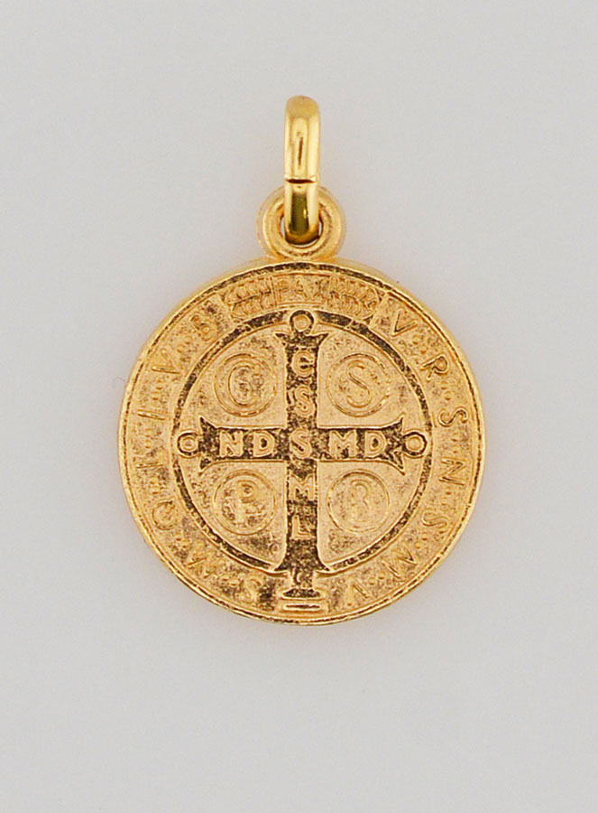 Médaille de Saint Benoît en Plaqué Or - 15mm (pic 2)