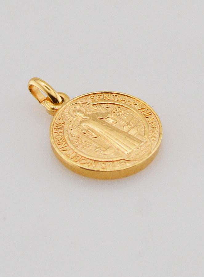 Médaille de Saint Benoît en Plaqué Or - 15mm (pic 3)