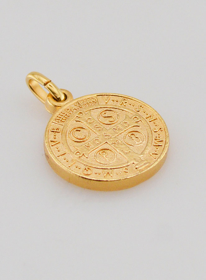 Médaille de Saint Benoît en Plaqué Or - 15mm (pic 4)