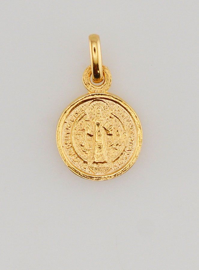 Médaille de Saint Benoît en Plaqué Or - 10mm (pic 1)