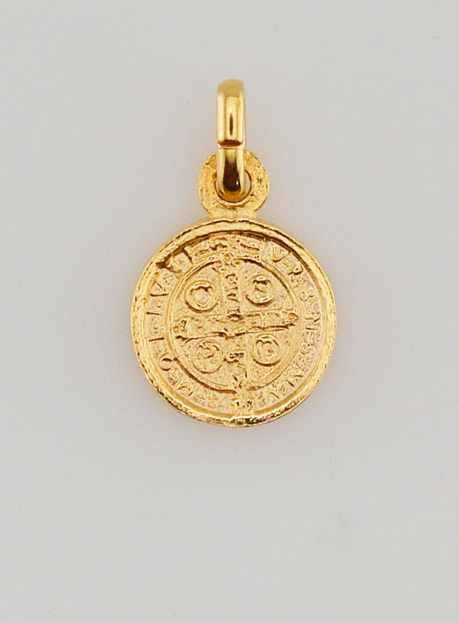 Médaille de Saint Benoît en Plaqué Or - 10mm (pic 2)