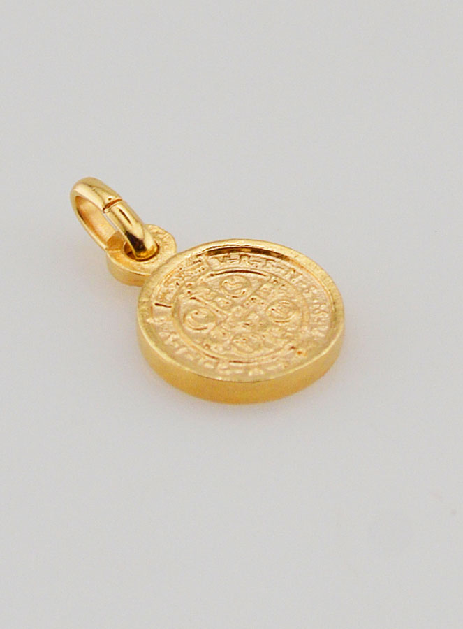 Médaille de Saint Benoît en Plaqué Or - 10mm (pic 3)
