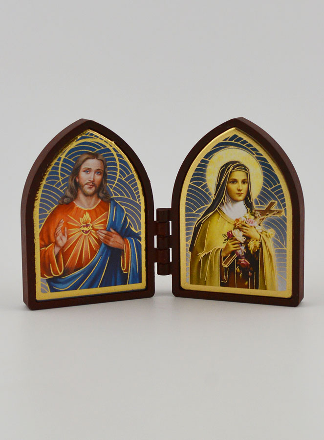 Icône Diptyque Mini - Sacré Coeur de Jésus & Ste Thérèse (pic 1)