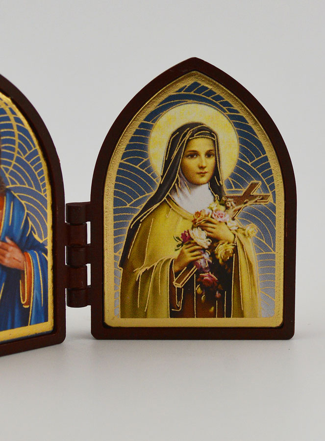 Icône Diptyque Mini - Sacré Coeur de Jésus & Ste Thérèse (pic 3)
