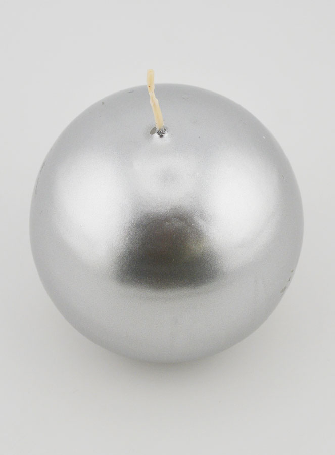 Bougie Boule de Noël 8cm - Argent (pic 2)