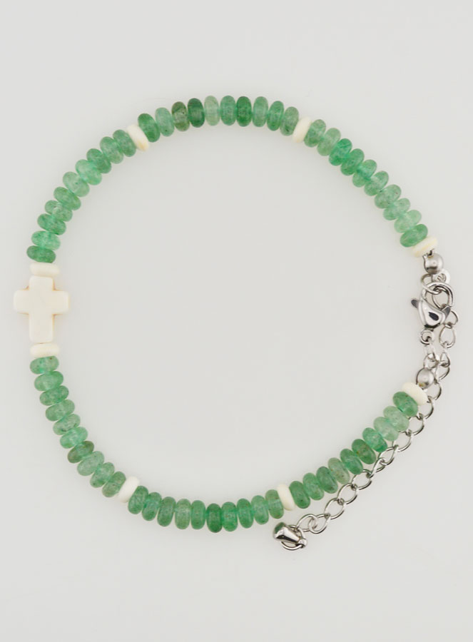 Bracelet Croix et Pierres Vertes (pic 1)