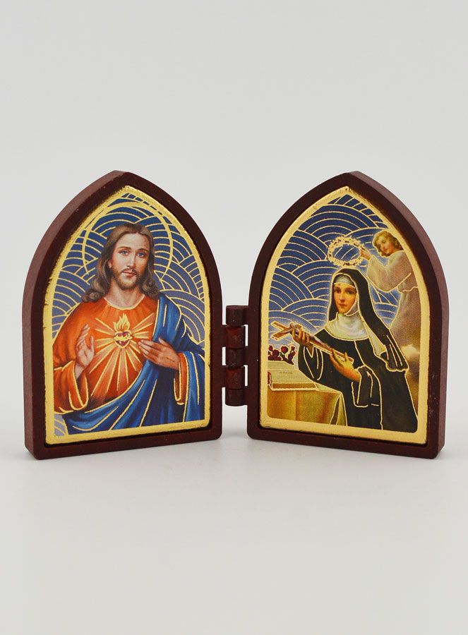 Icône Diptyque Mini - Sacré Coeur de Jésus & Ste Rita (pic 1)