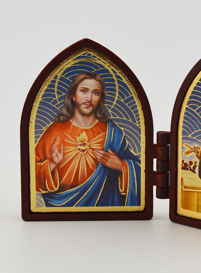Icône Diptyque Mini - Sacré Coeur de Jésus & Ste Rita (pic 2)
