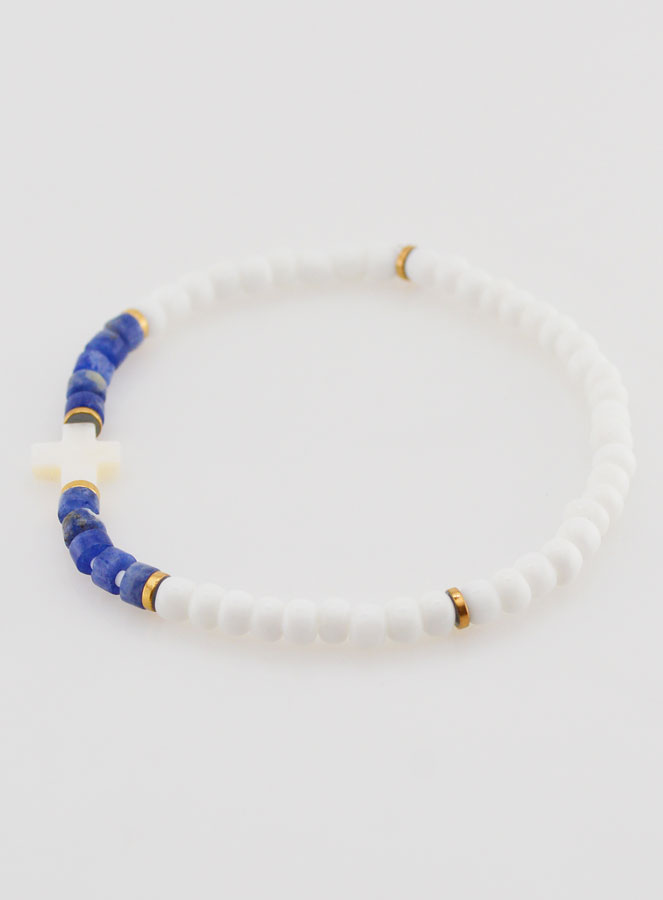 Bracelet Religieux Pierre & Nacre - Bleu (pic 2)