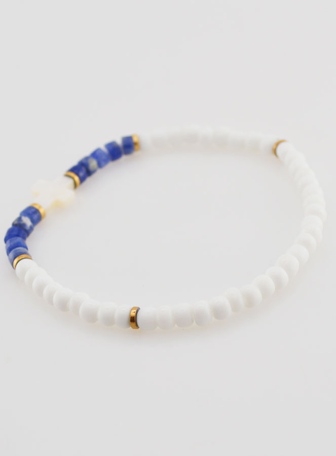 Bracelet Religieux Pierre & Nacre - Bleu (pic 4)