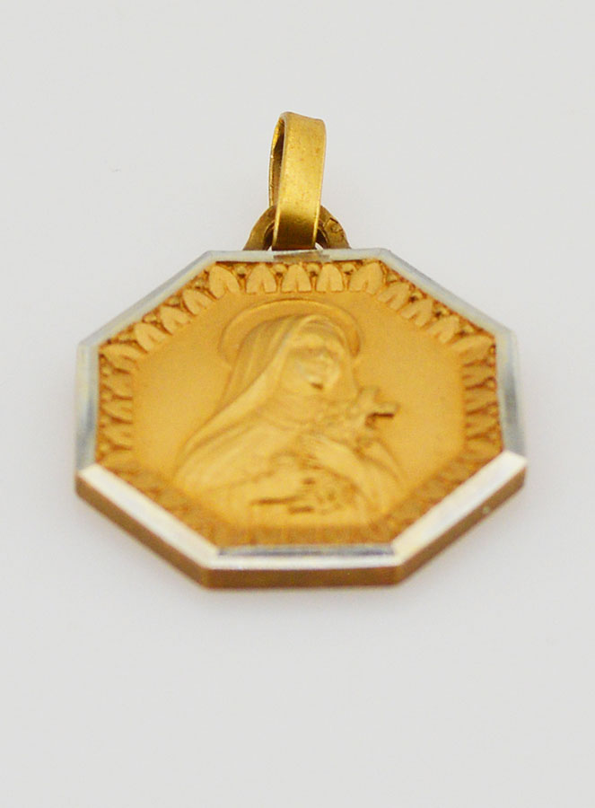 Médaille Sainte Thérèse en Plaqué Or (pic 2)