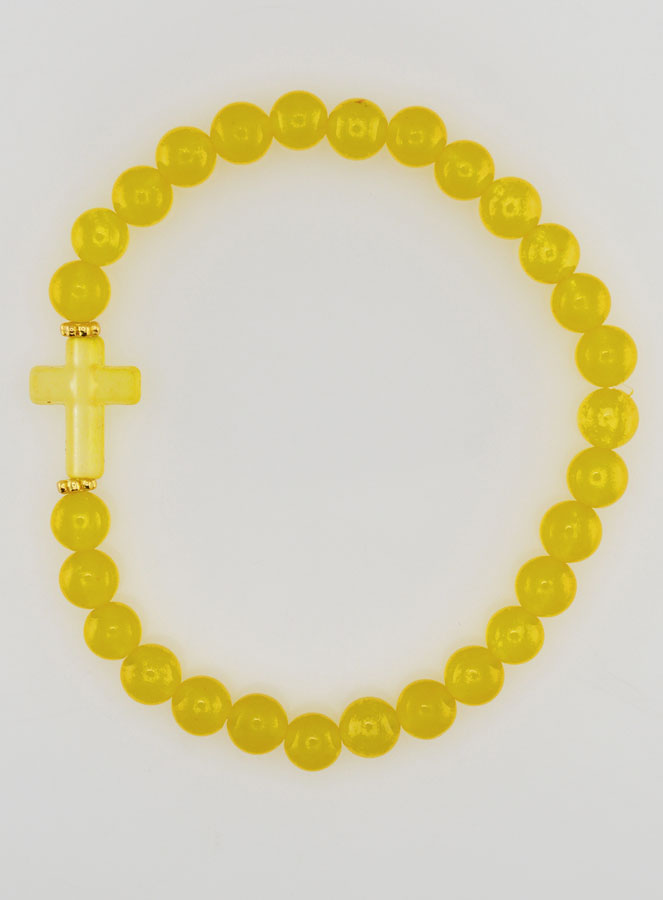 Bracelet Religieux Croix & Jade Jaune (pic 1)