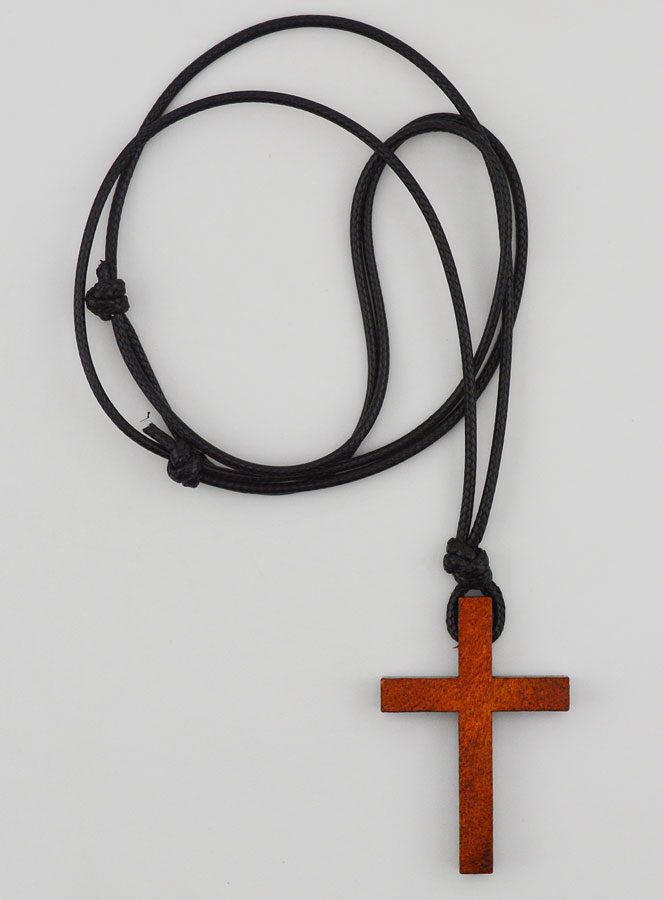 Croix en Bois & Cordon Cuir Réglable (pic 1)
