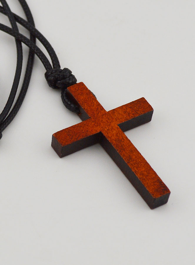 Croix en Bois & Cordon Cuir Réglable (pic 3)