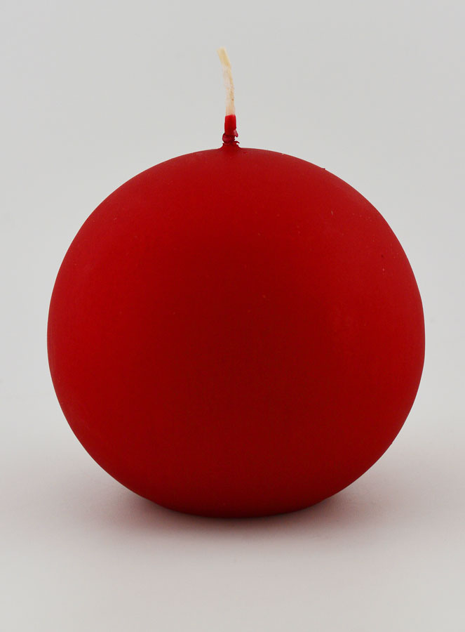 Bougie Boule de Noël 8cm - Rouge Velours (pic 1)