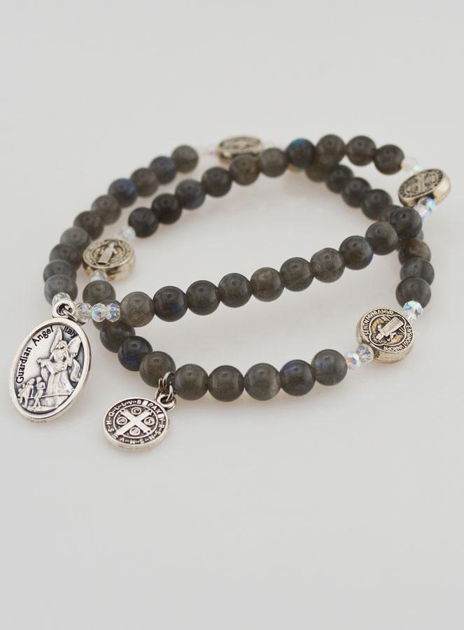 Chapelet Pierre Naturelle - Labradorite, St Benoît & St Michel (pic 3)