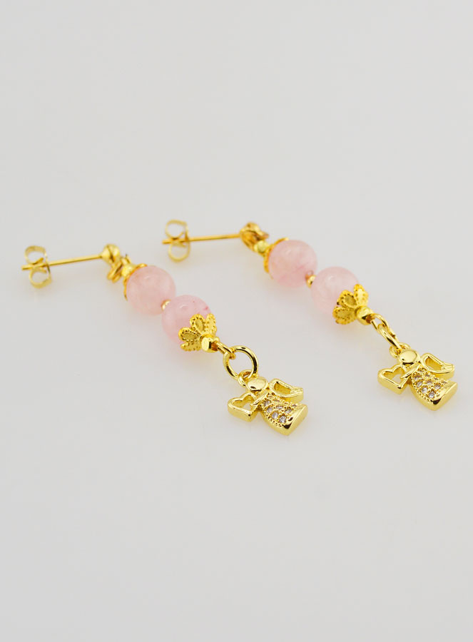Boucles d'Oreilles Ange Gardien en Opale - Doré (pic 4)