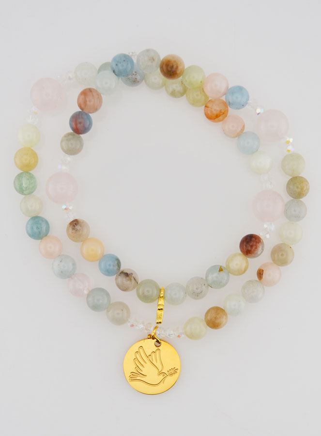 Chapelet Morganite & Quartz Rose - Colombe de Paix (pic 1)