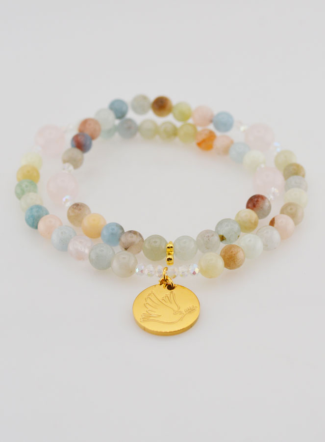 Chapelet Morganite & Quartz Rose - Colombe de Paix (pic 2)