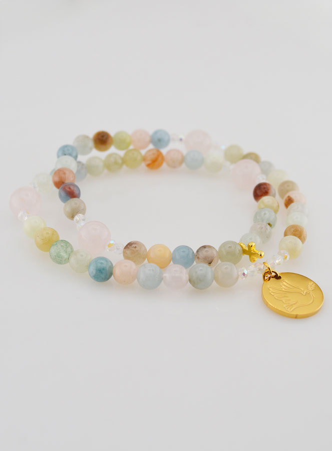 Chapelet Morganite & Quartz Rose - Colombe de Paix (pic 3)
