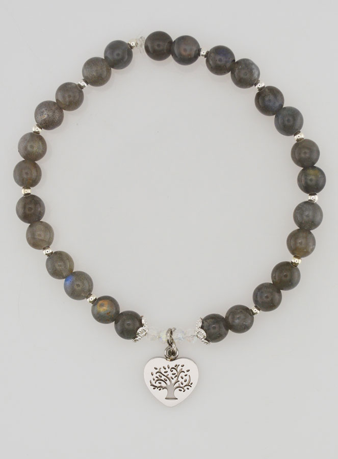 Bracelet Pierre Naturelle - Labradorite & Arbre de vie (pic 1)