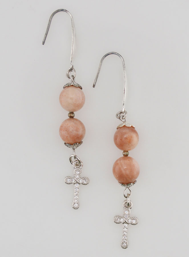 Boucles d'Oreilles - Pierre de Soleil & Croix (pic 1)