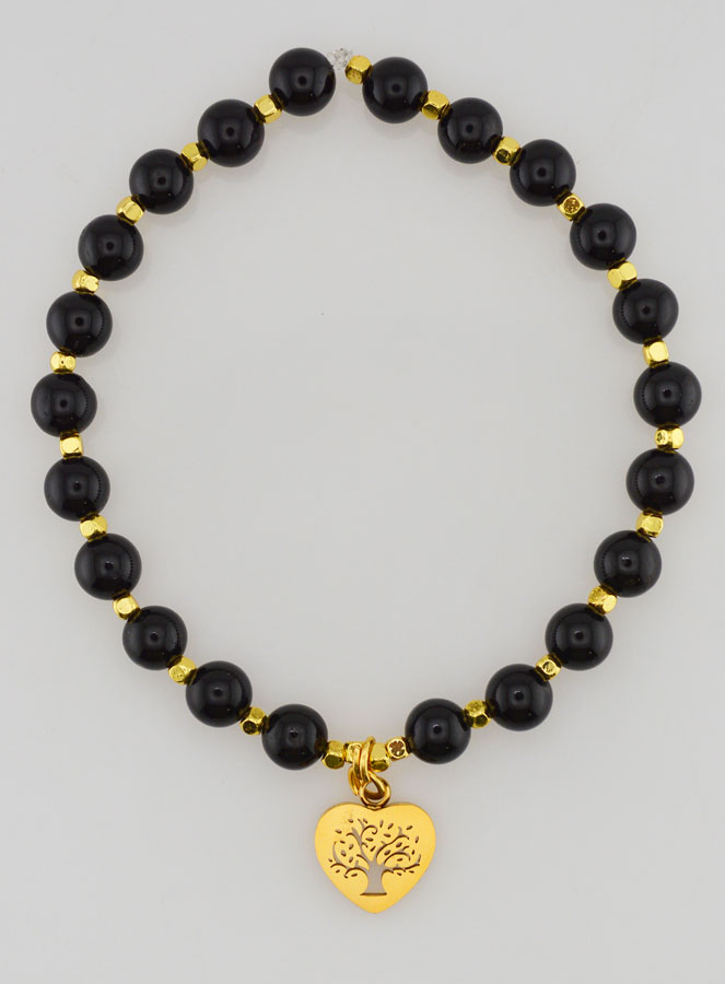 Bracelet Pierre Naturelle - Tourmaline & Arbre de vie (pic 1)
