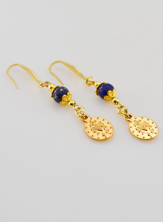 Médaille Miraculeuse - Boucles d'Oreilles Lapis Lazuli (pic 3)