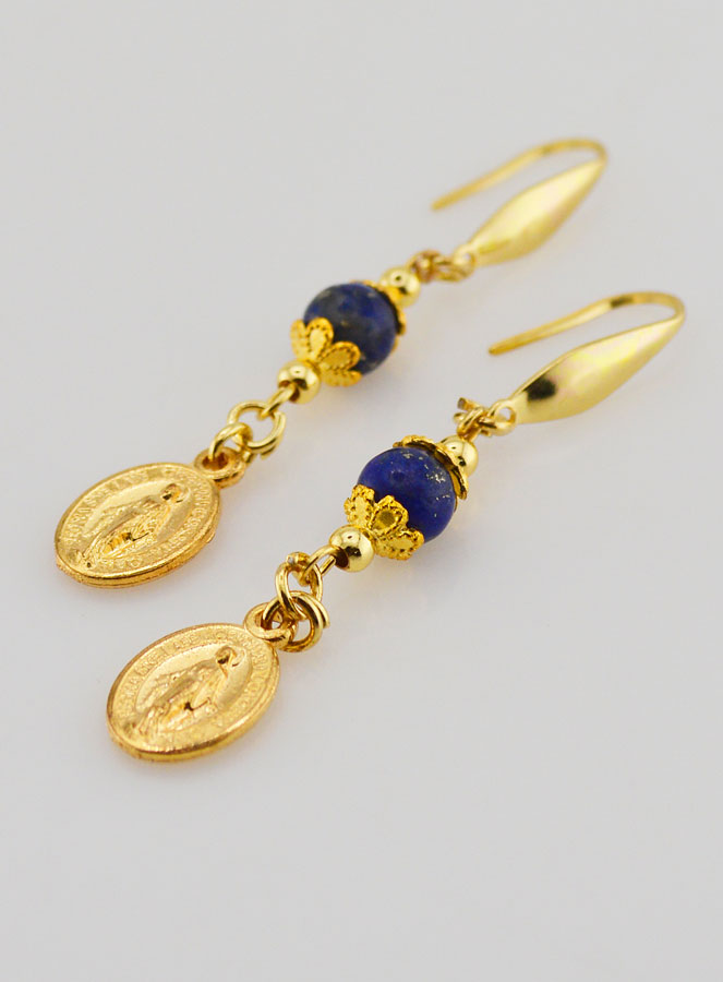 Médaille Miraculeuse - Boucles d'Oreilles Lapis Lazuli (pic 4)