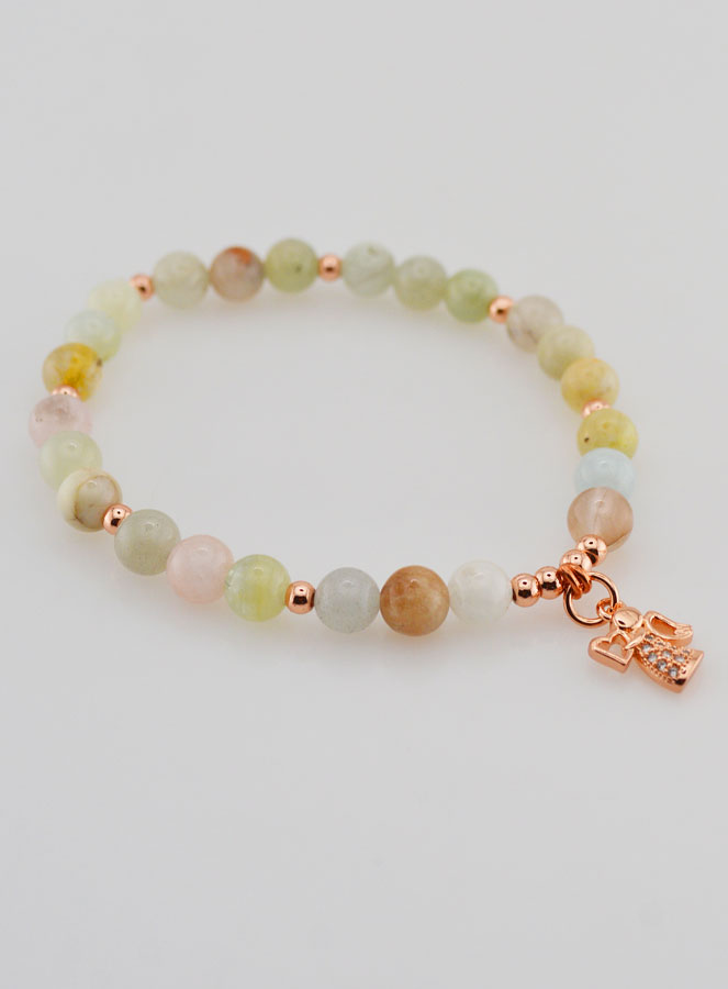 Bracelet Pierre Naturelle - Morganite & Ange Gardien (pic 4)