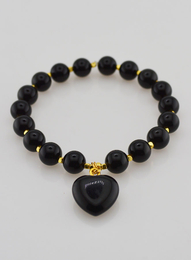 Bracelet Pierre Naturelle Coeur - Obsidienne (pic 2)