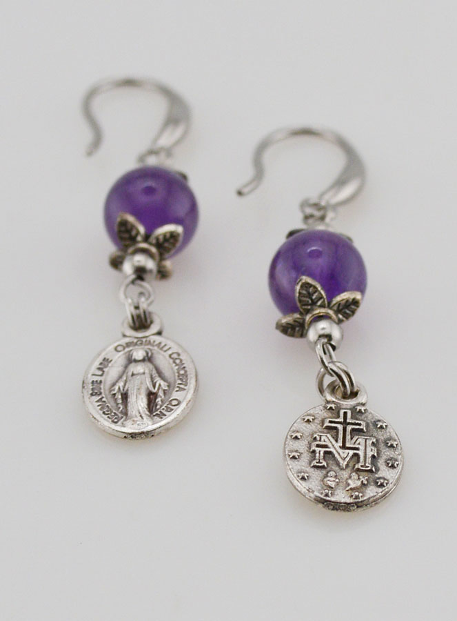 Boucles d'Oreilles - Miraculeuse & Améthyste (pic 2)