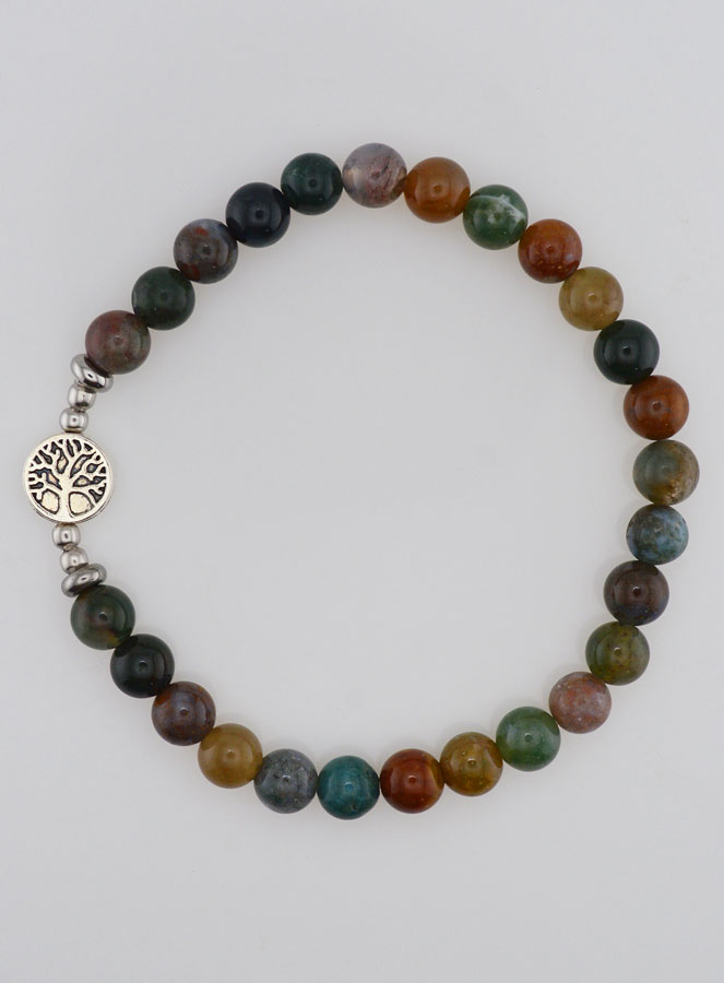 Bracelet Pierre Naturelle - Agate Indienne & Arbre de vie (pic 1)