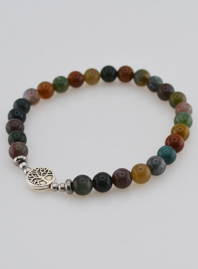 Bracelet Pierre Naturelle - Agate Indienne & Arbre de vie (pic 3)