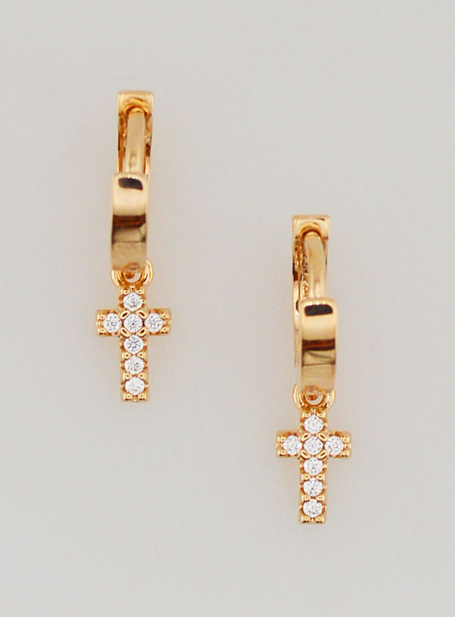 Boucles d'Oreilles Enfant - Créoles Croix (pic 1)