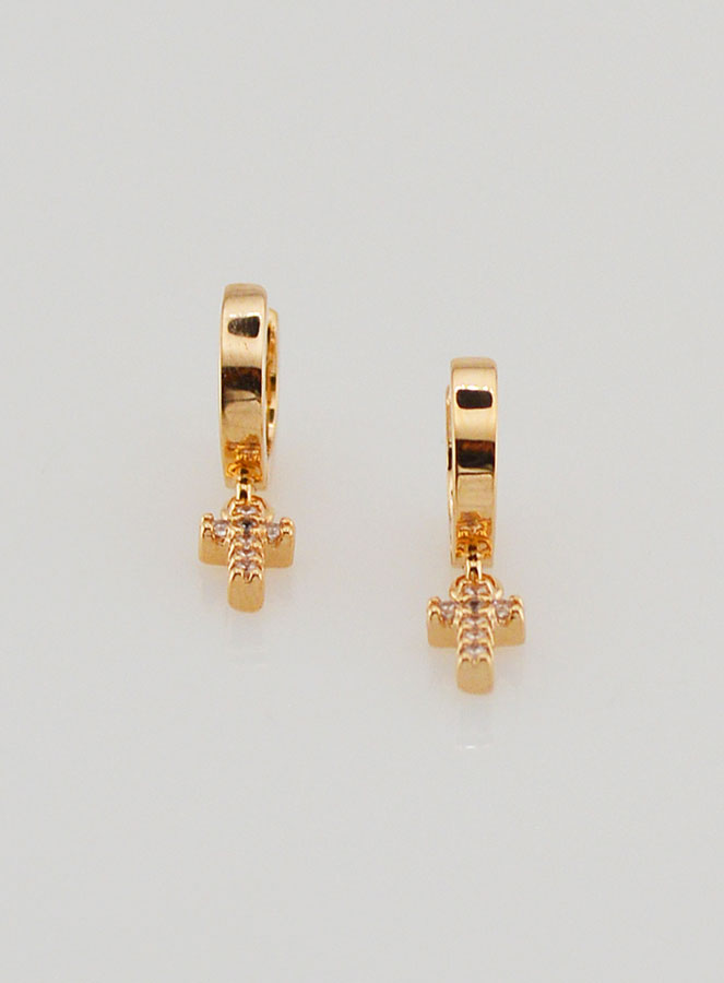 Boucles d'Oreilles Enfant - Créoles Croix (pic 2)