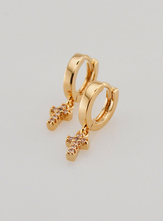 Boucles d'Oreilles Enfant - Créoles Croix (pic 3)