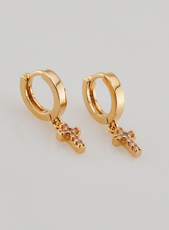 Boucles d'Oreilles Enfant - Créoles Croix (pic 4)