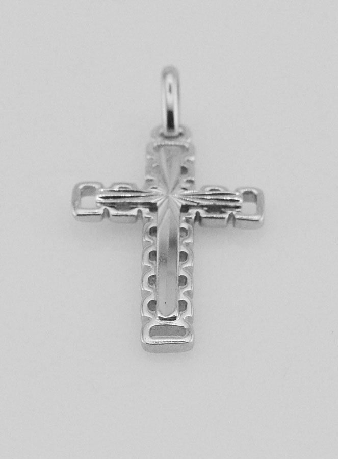 Pendentif Croix Sculptée & Ajourée en Argent (pic 2)