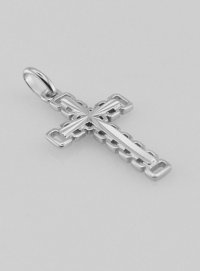 Pendentif Croix Sculptée & Ajourée en Argent (pic 3)