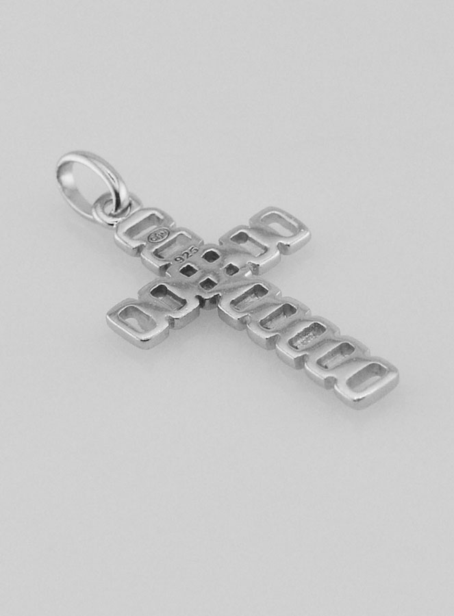 Pendentif Croix Sculptée & Ajourée en Argent (pic 4)