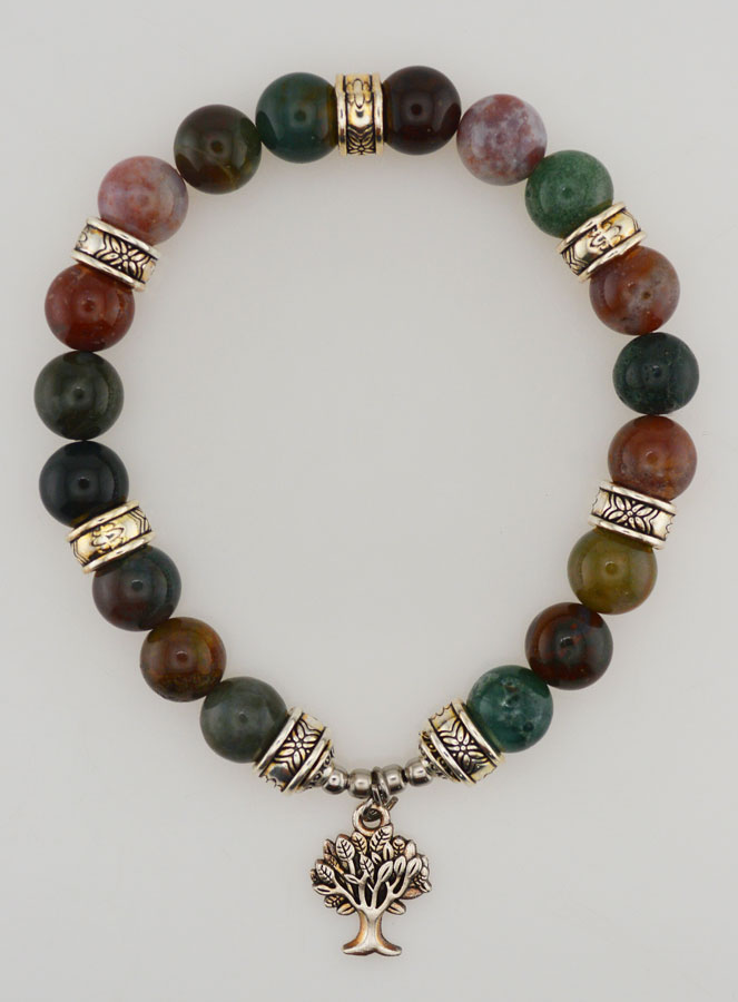 Bracelet Agate Indienne & Arbre de Vie (pic 1)