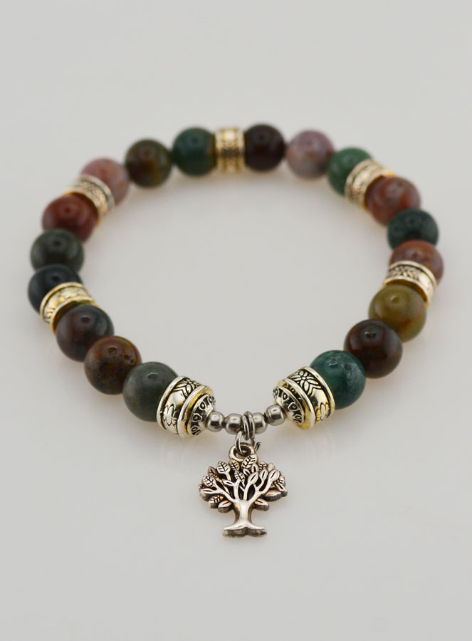 Bracelet Agate Indienne & Arbre de Vie (pic 2)