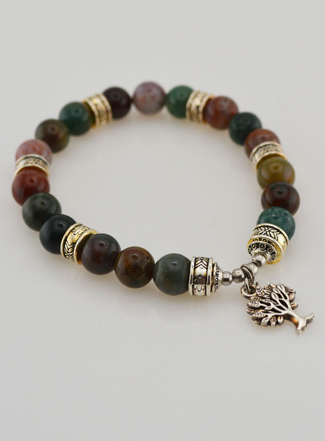 Bracelet Agate Indienne & Arbre de Vie (pic 3)