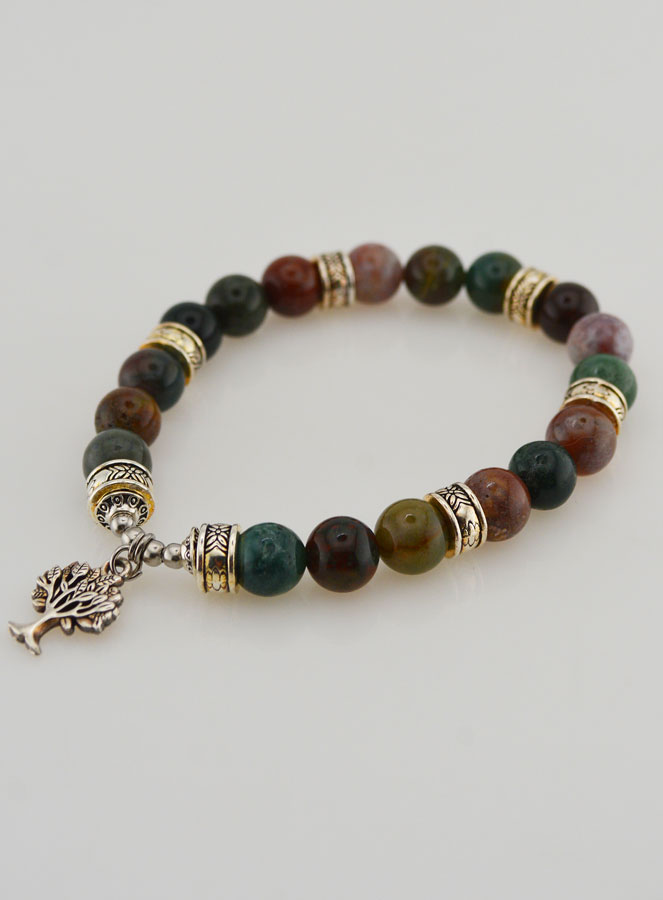 Bracelet Agate Indienne & Arbre de Vie (pic 4)