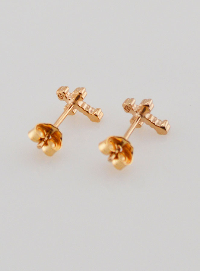 Boucles d'Oreilles Croix Plaqué Or (pic 4)