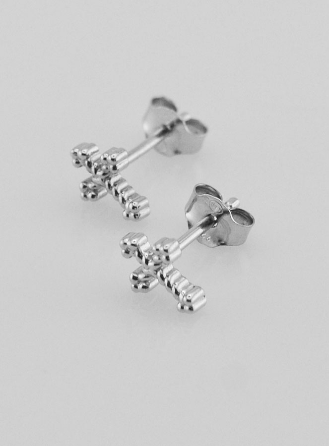 Boucles d'Oreilles Croix Argent (pic 2)